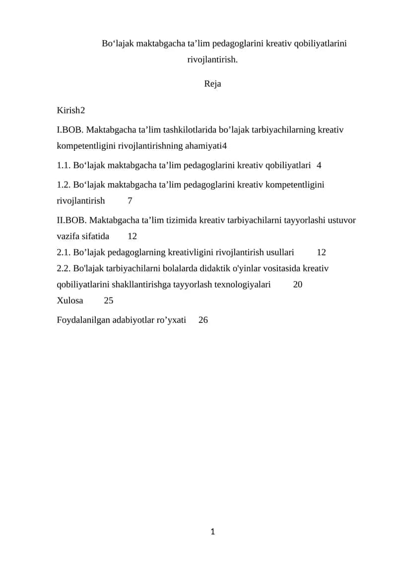Boʻlajak maktabgacha ta’lim pedagoglarini kreativ qobiliyatlarini rivojlantirish 1