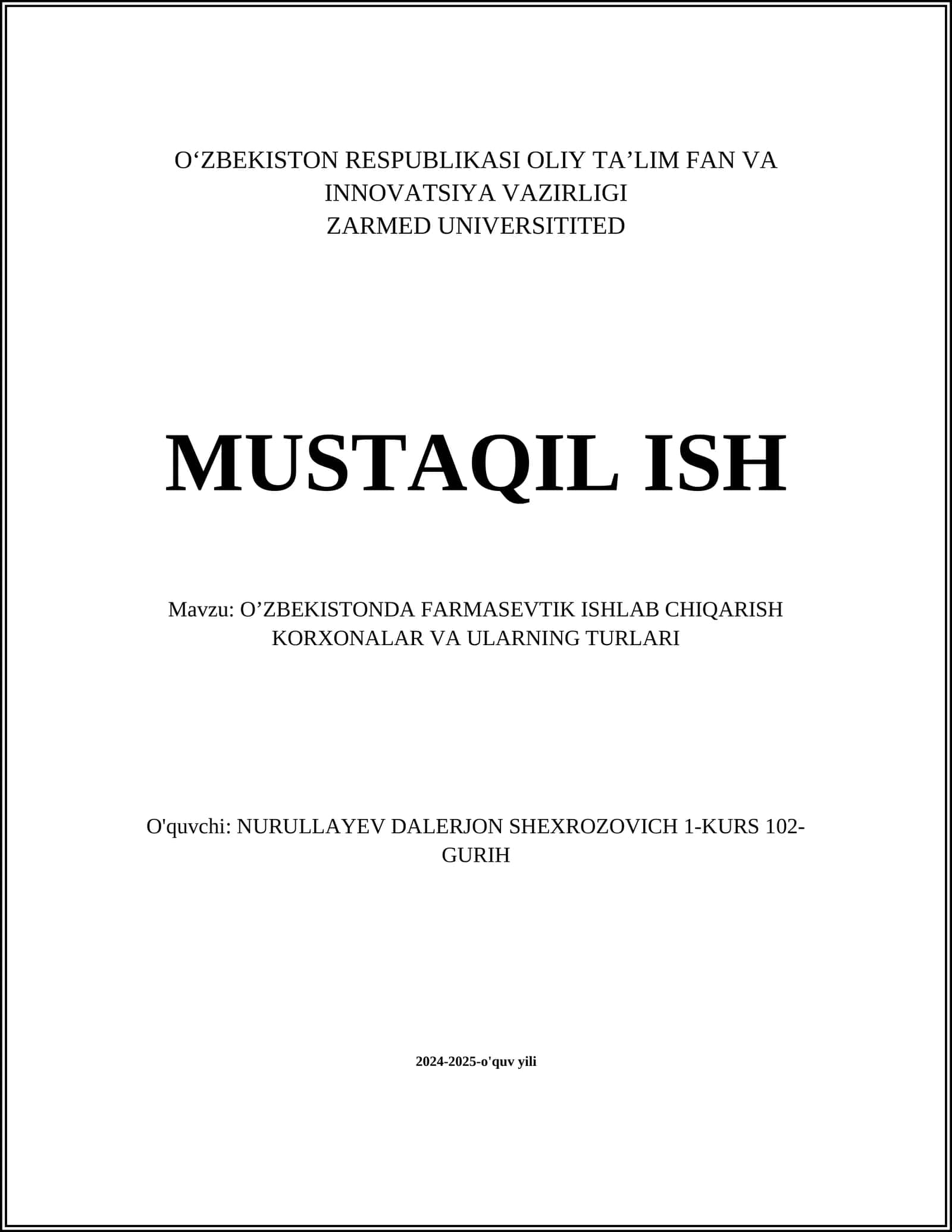 O‘zbekistonda Farmasevtik Ishlab Chiqarish Korxonalari va Ularning Turlari 1
