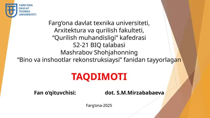 Bino elementlarida darz hosil bolish hususiyatlarini aniqlash 1