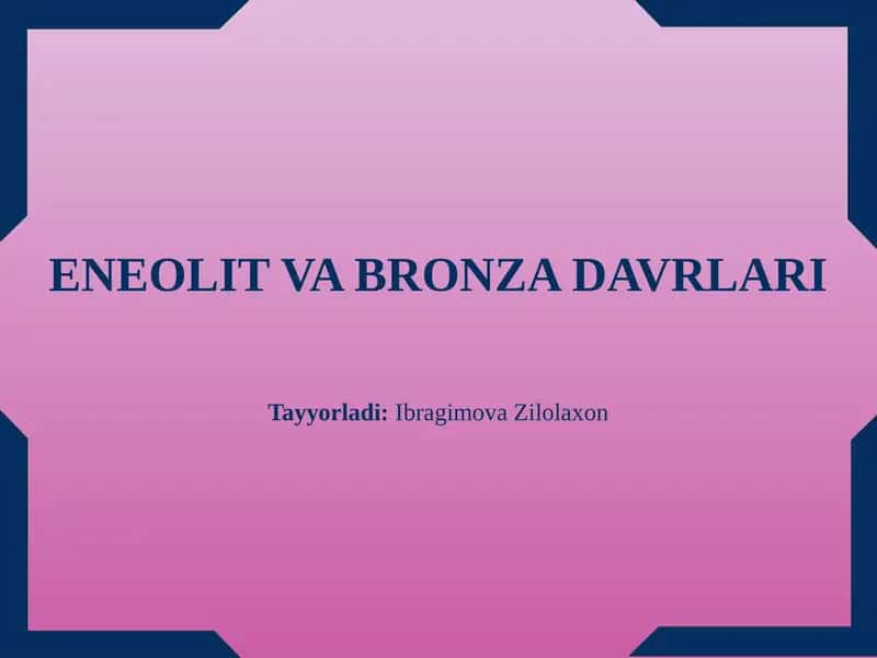 ENEOLIT VA BRONZA DAVRLARI 1