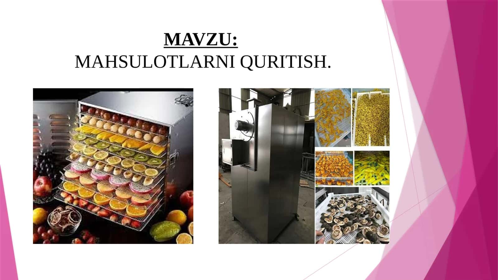 MAHSULOTLARNI QURITISH 1