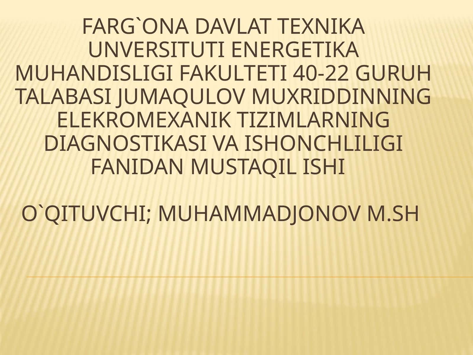 Elektromexanik Tizimlar 1