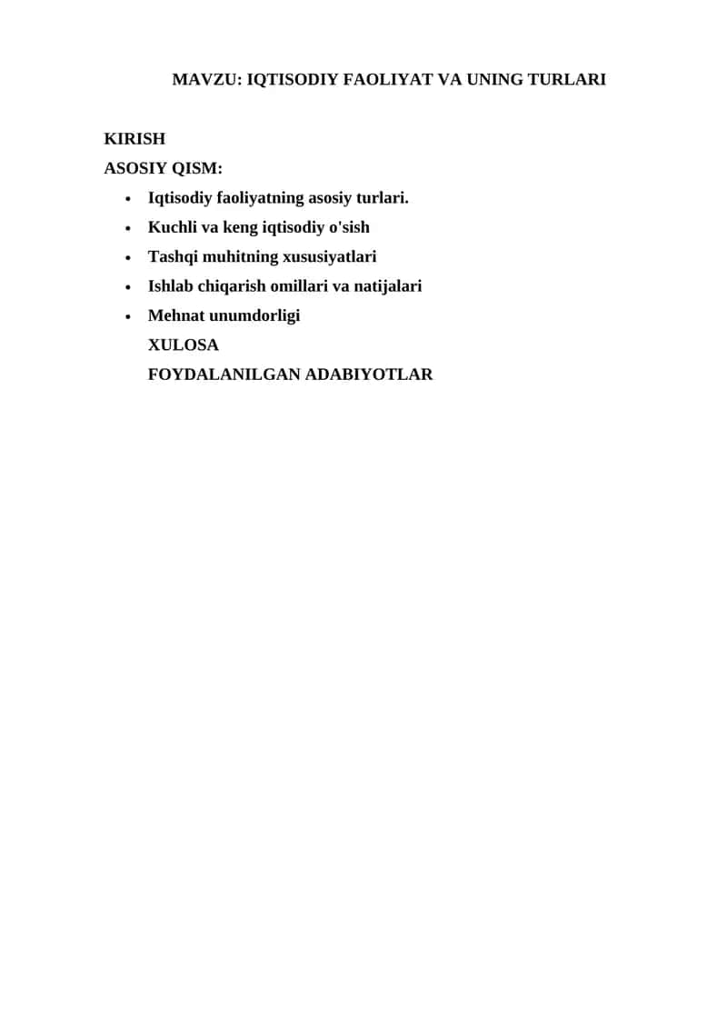 Korxonaning iqtisodiy faoliyati 1