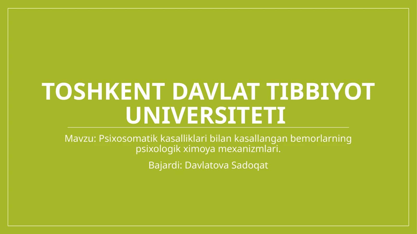 Psixosomatikkasalliklarbilankasallanganbemorlarningpsixologikximoyamexanizmlari 1