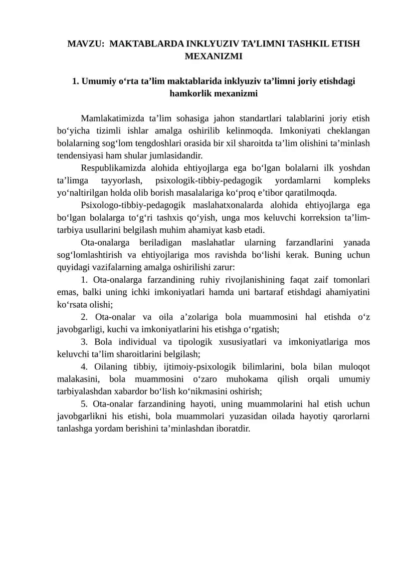 Inklyuziv ta’lim Mexanizmi 1