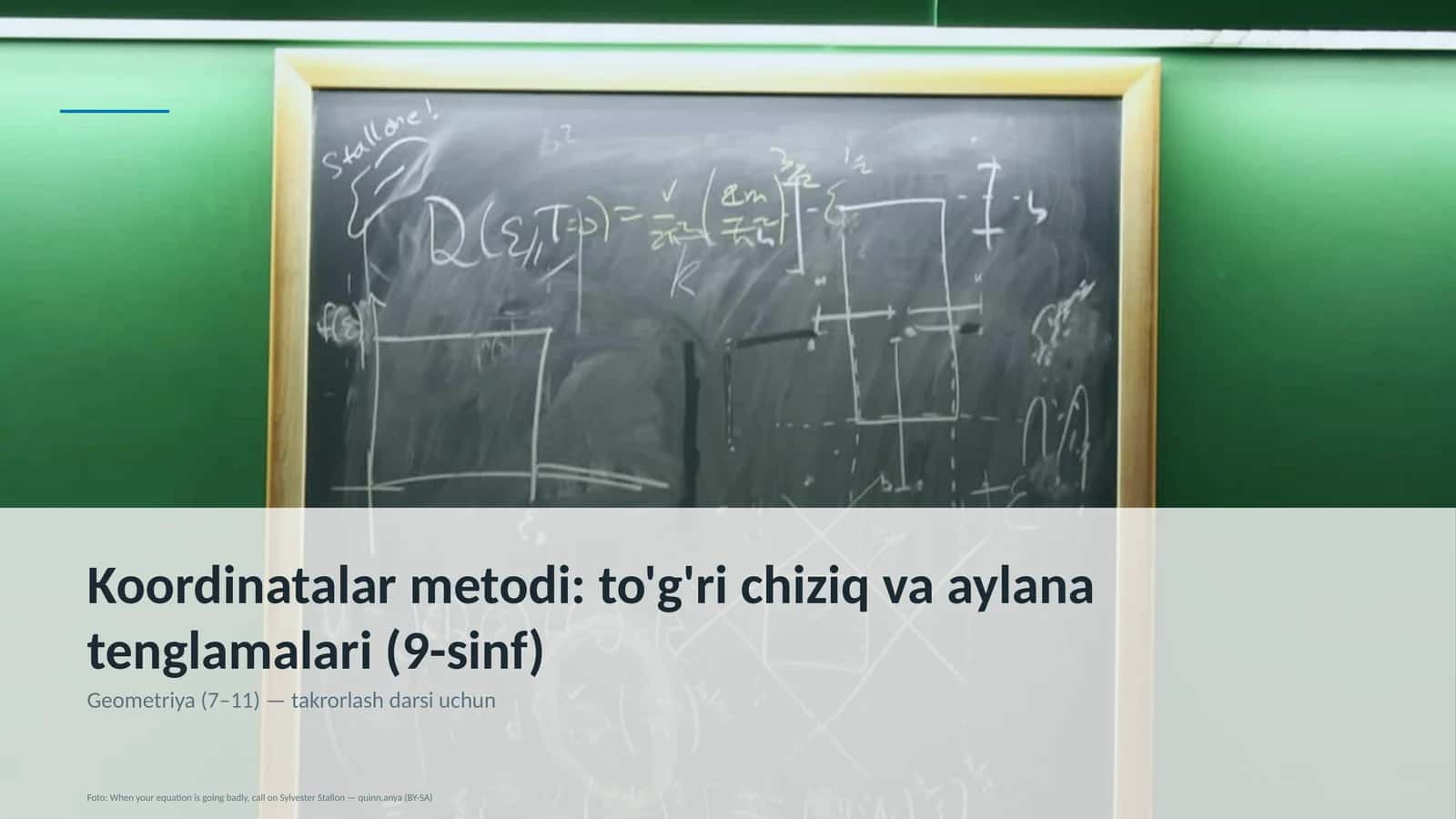 Koordinatalar metodi: to'g'ri chiziq va aylana tenglamalari (9-sinf) 1