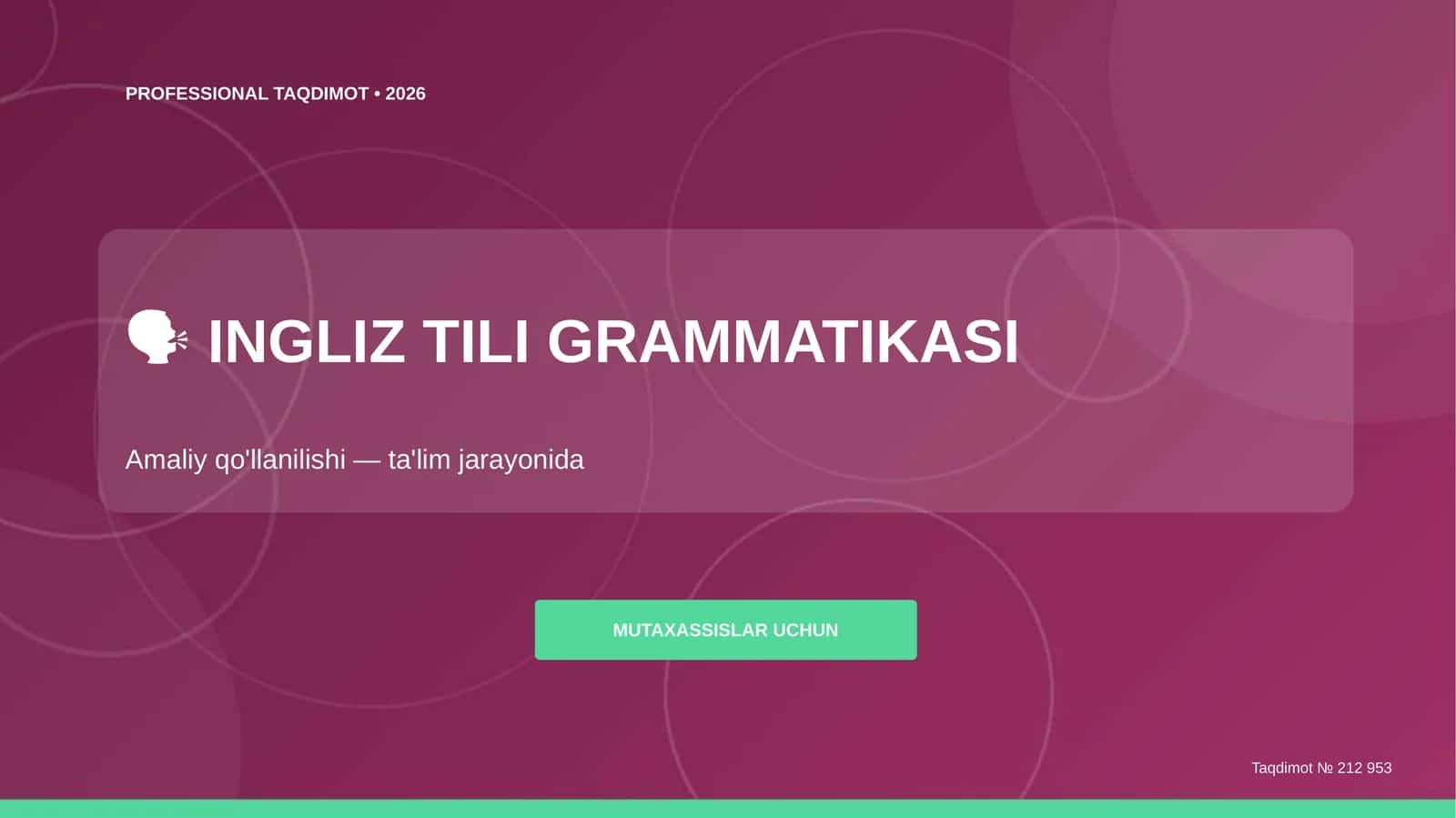 INGLIZ TILI GRAMMATIKASI 1