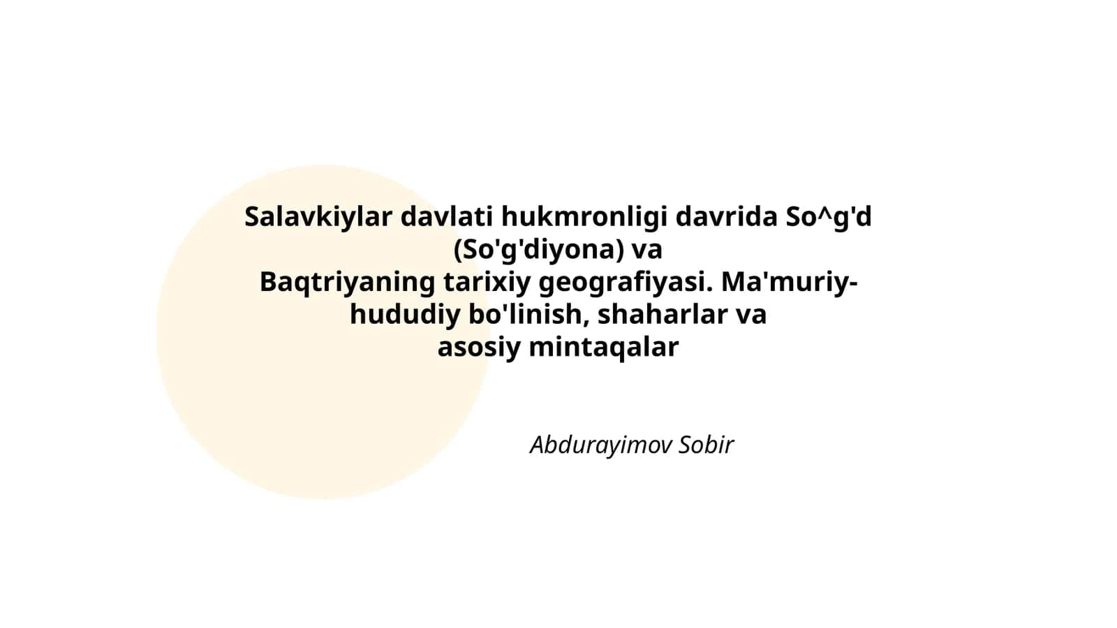 So^g'd va Baqtriyaning Tarixiy Geografiyasi 1