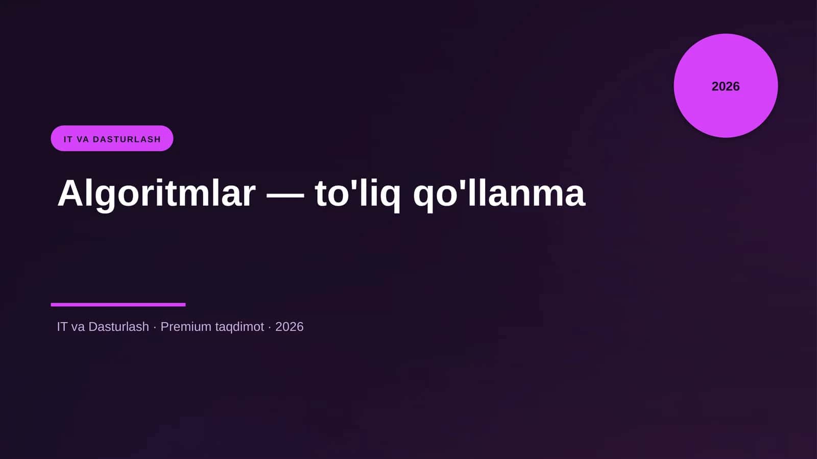 Algoritmlar — to'liq qo'llanma 1