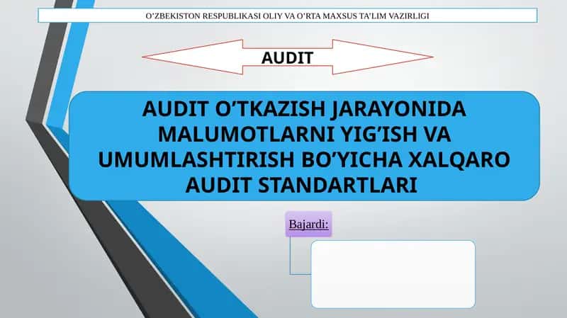 AUDIT O’TKAZISH JARAYONIDA MALUMOTLARNI YIG’ISH VA UMUMLASHTIRISH BO’YICHA XALQARO AUDIT STANDARTLARI 1