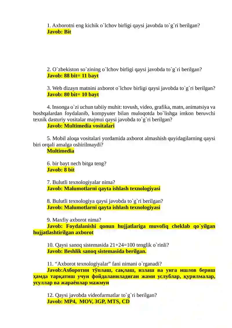 2026 yilgi argos IQ test javoblari