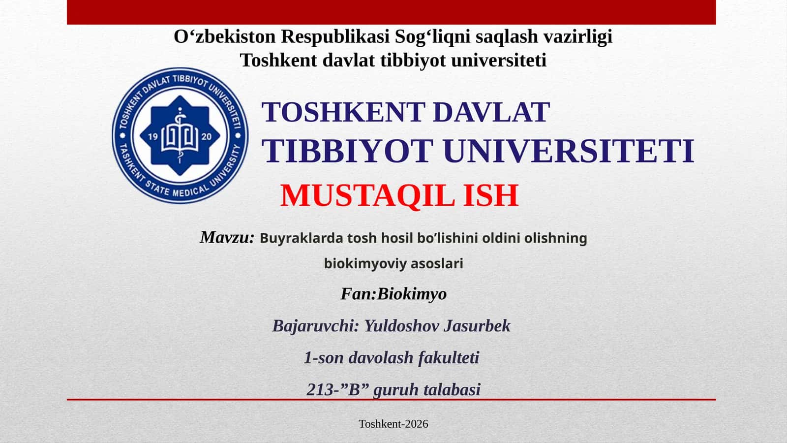 Buyraklarda tosh hosil bo’lishini oldini olishning biokimyoviy asoslari. 1