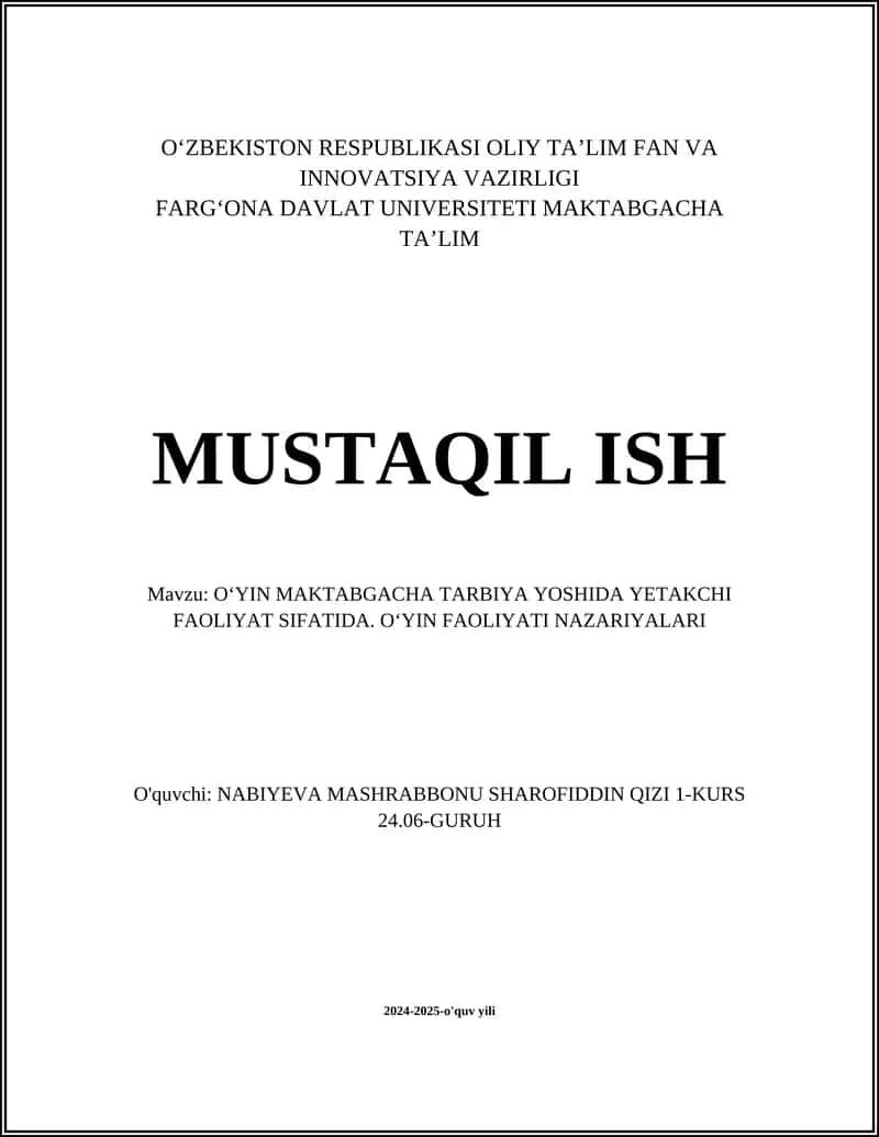 OʻYIN VA RIYOJA 1