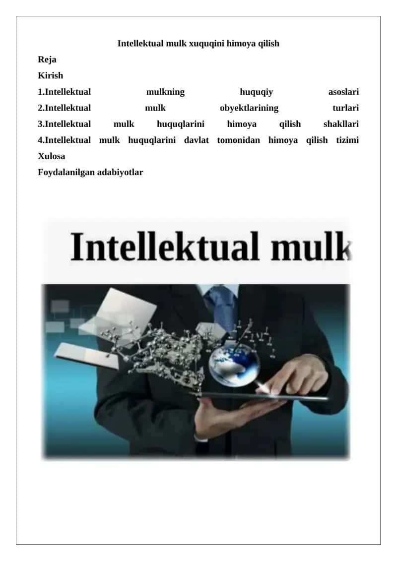 Intellektual mulk xuquqini himoya qilish 1