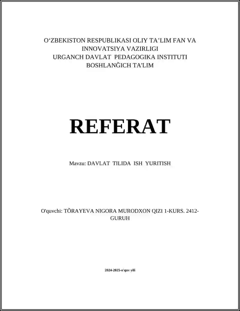 Davlat Tili Tushunchasi 1