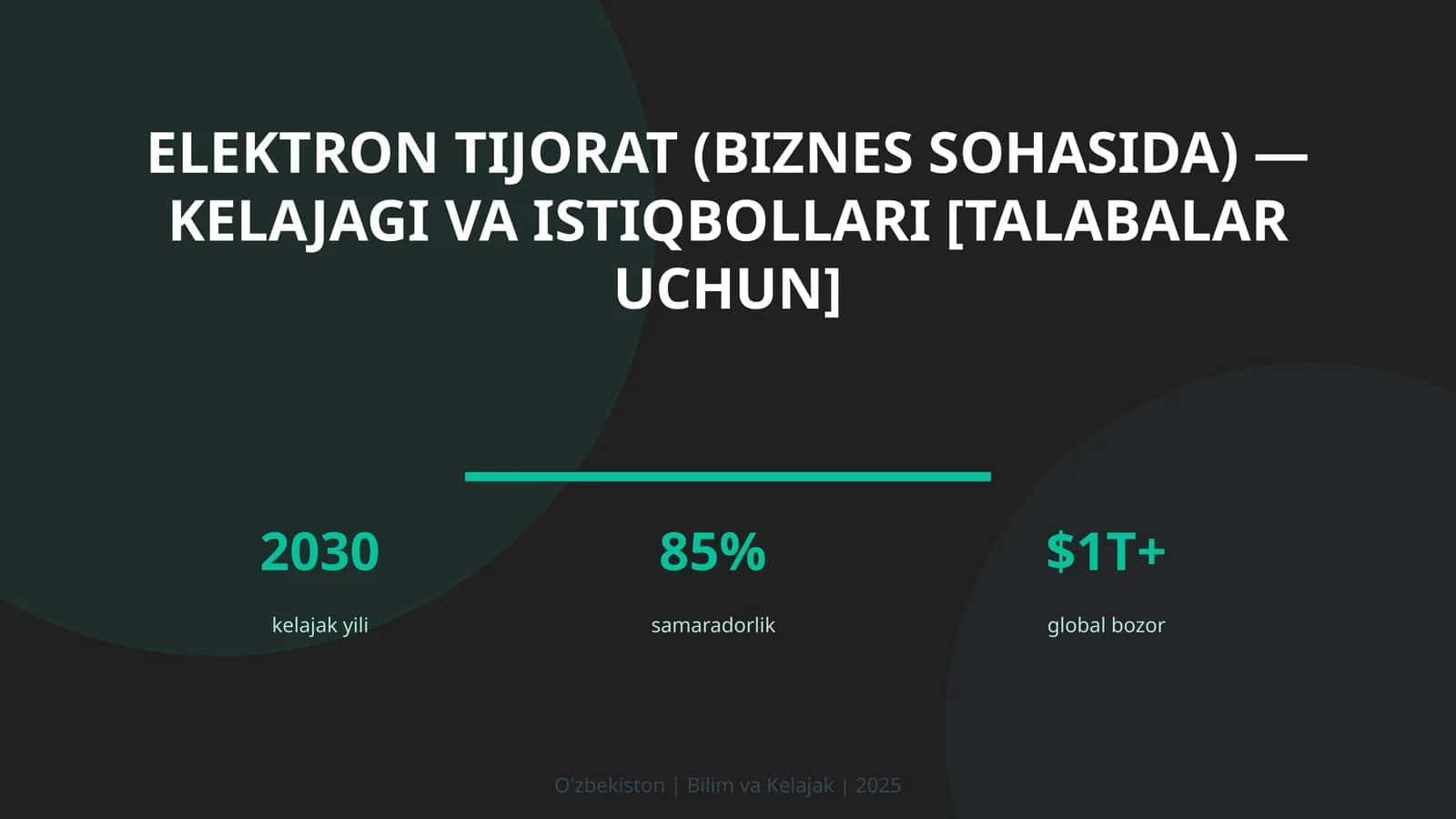 Elektron tijorat (biznes sohasida) — kelajagi va istiqbollari [talabalar uchun] 1