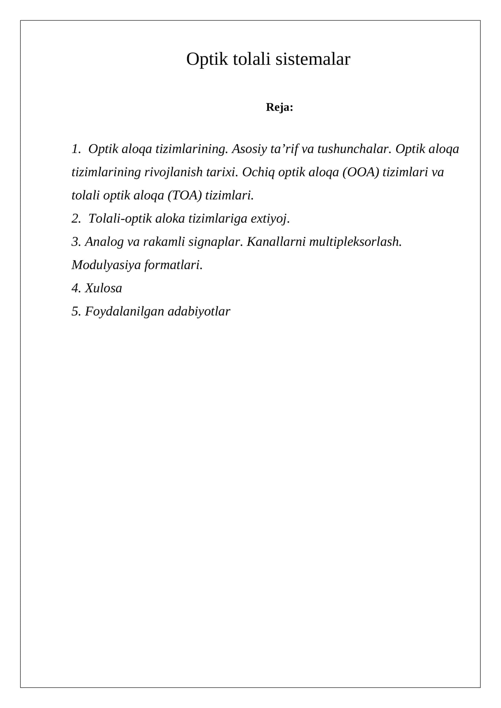 Optik tolali sistemalar 1