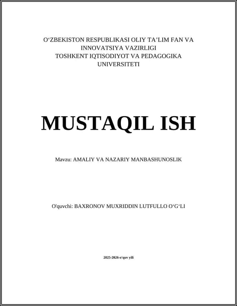 AMALIY VA NAZARIY MANBASHUNOSLIK 1