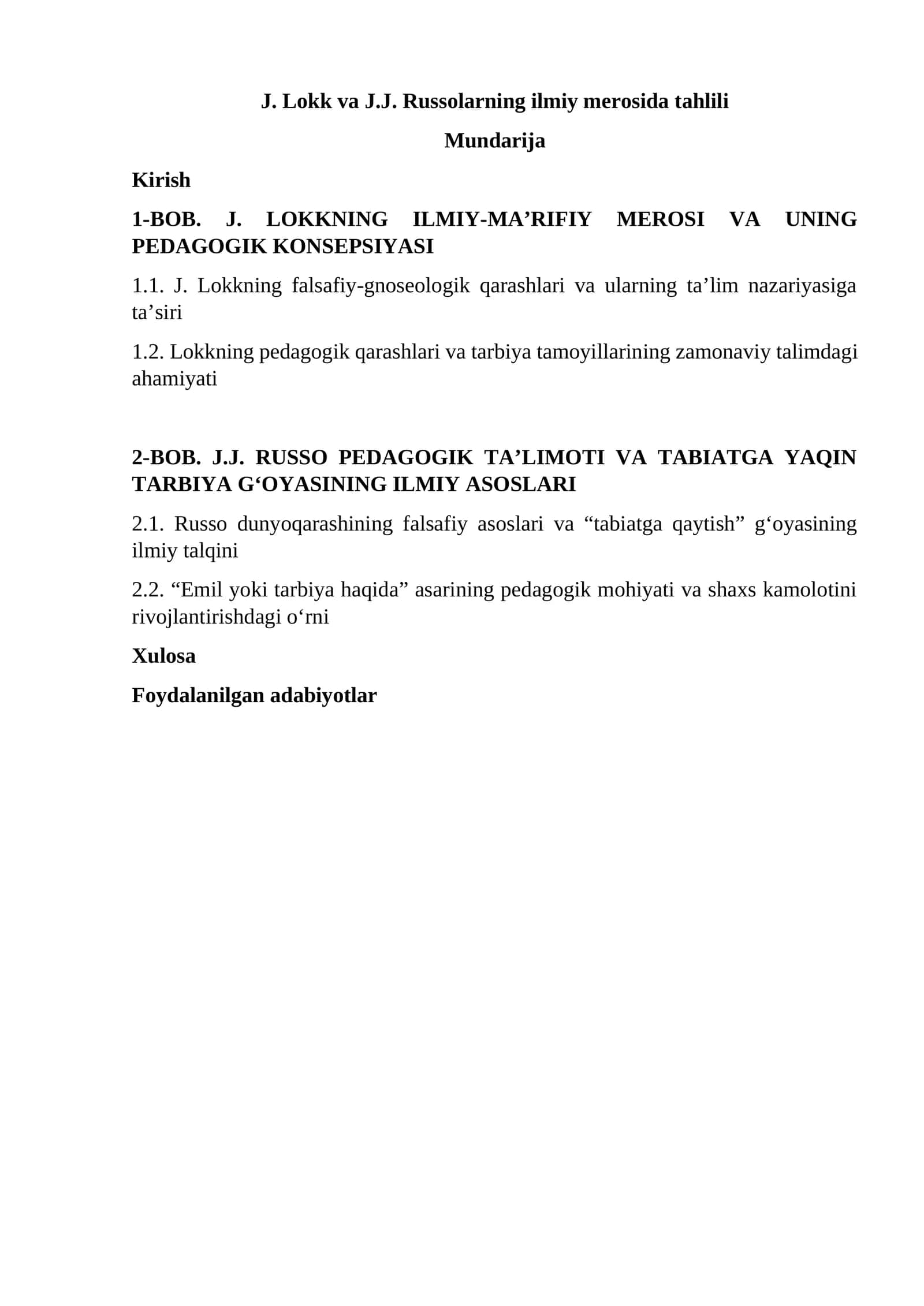 J. Lokk va J.J. Russolarning ilmiy merosida tahlili 1