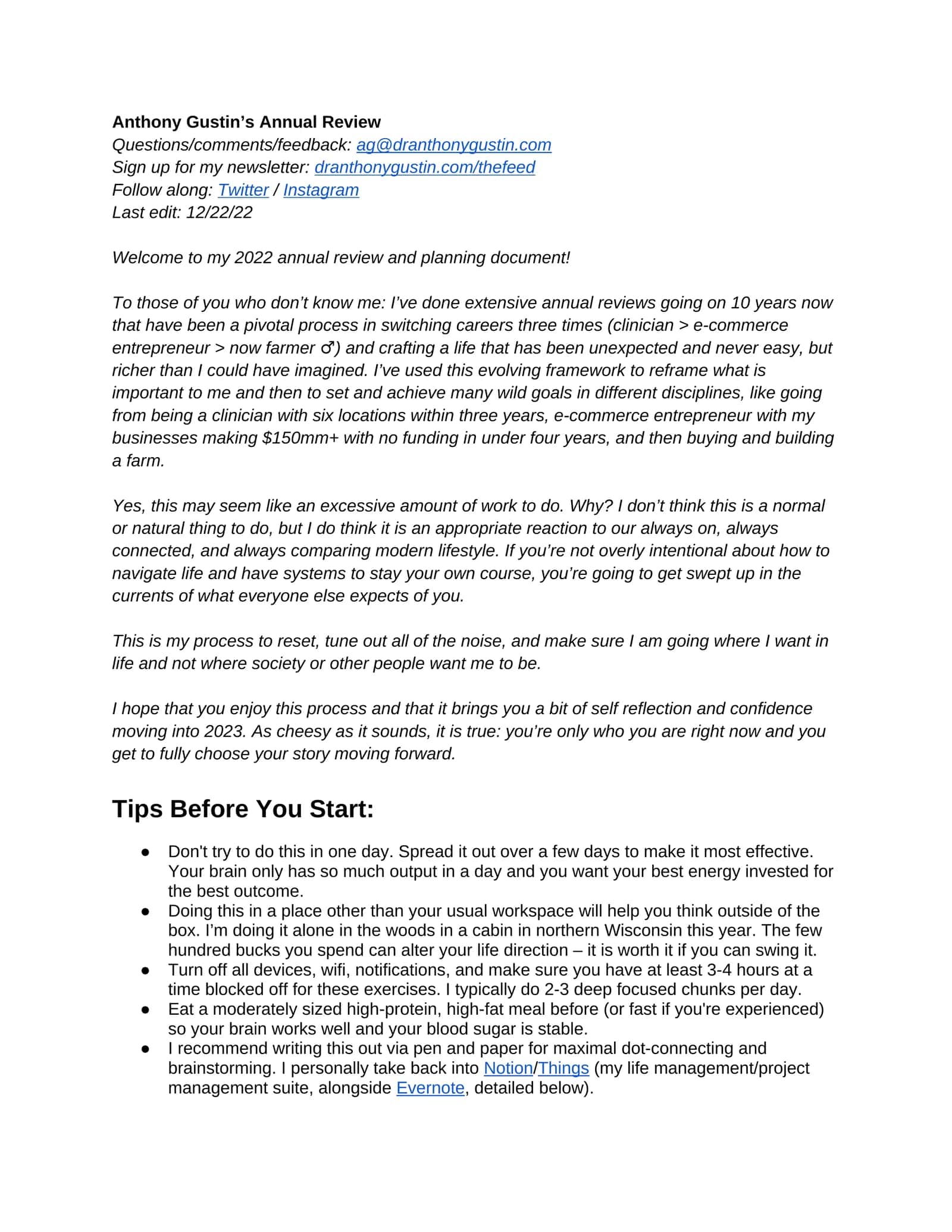 Anthony Gustin’s Annual Review 1