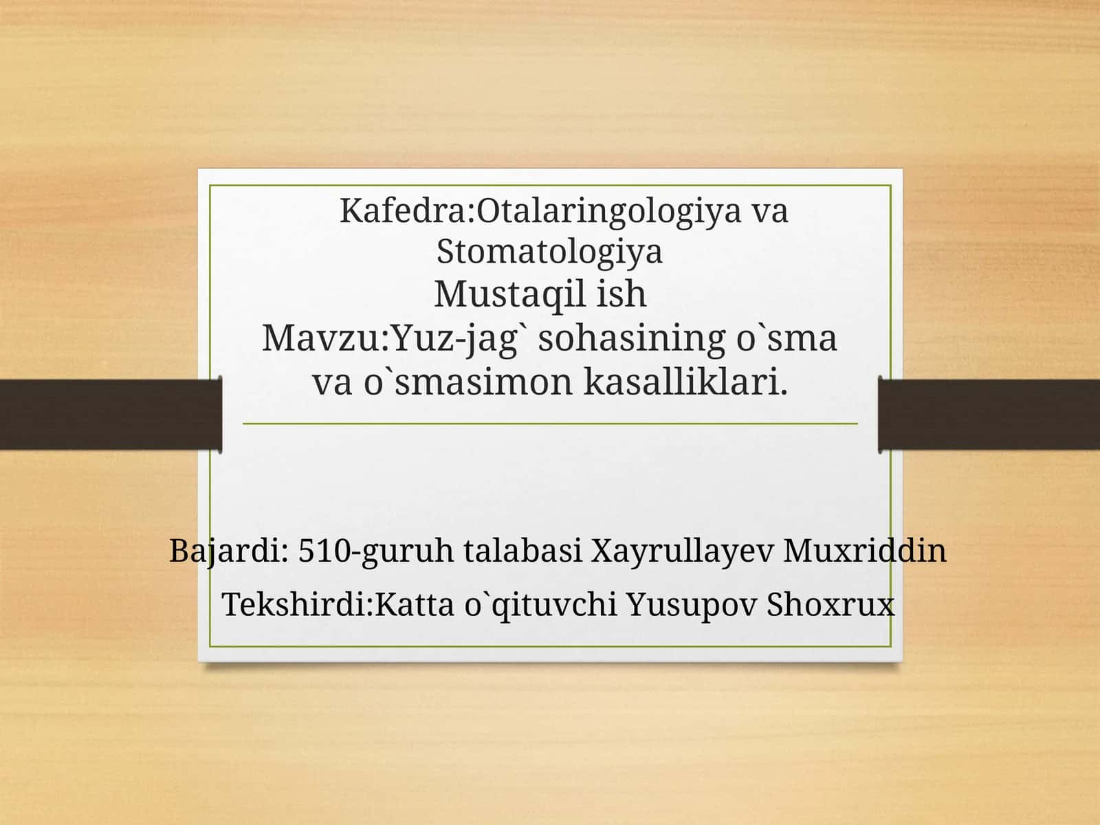 O'sma va o'smasimon kasalliklar 1