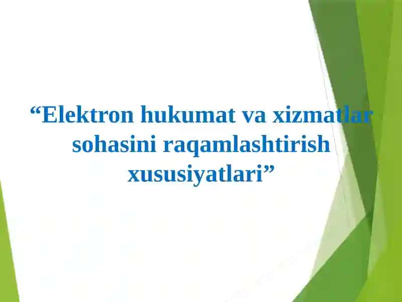 Elektron hukumat va xizmatlar sohasi raqamli ishlar 1