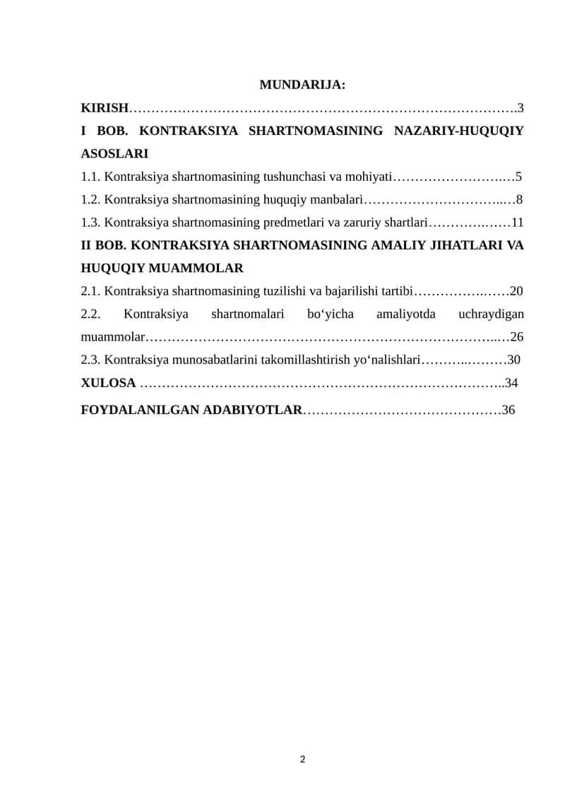 KONTRAKSIYA SHARTNOMASINING FUQAROLIK-XUQUQIY XUSUSIYATLARI 1