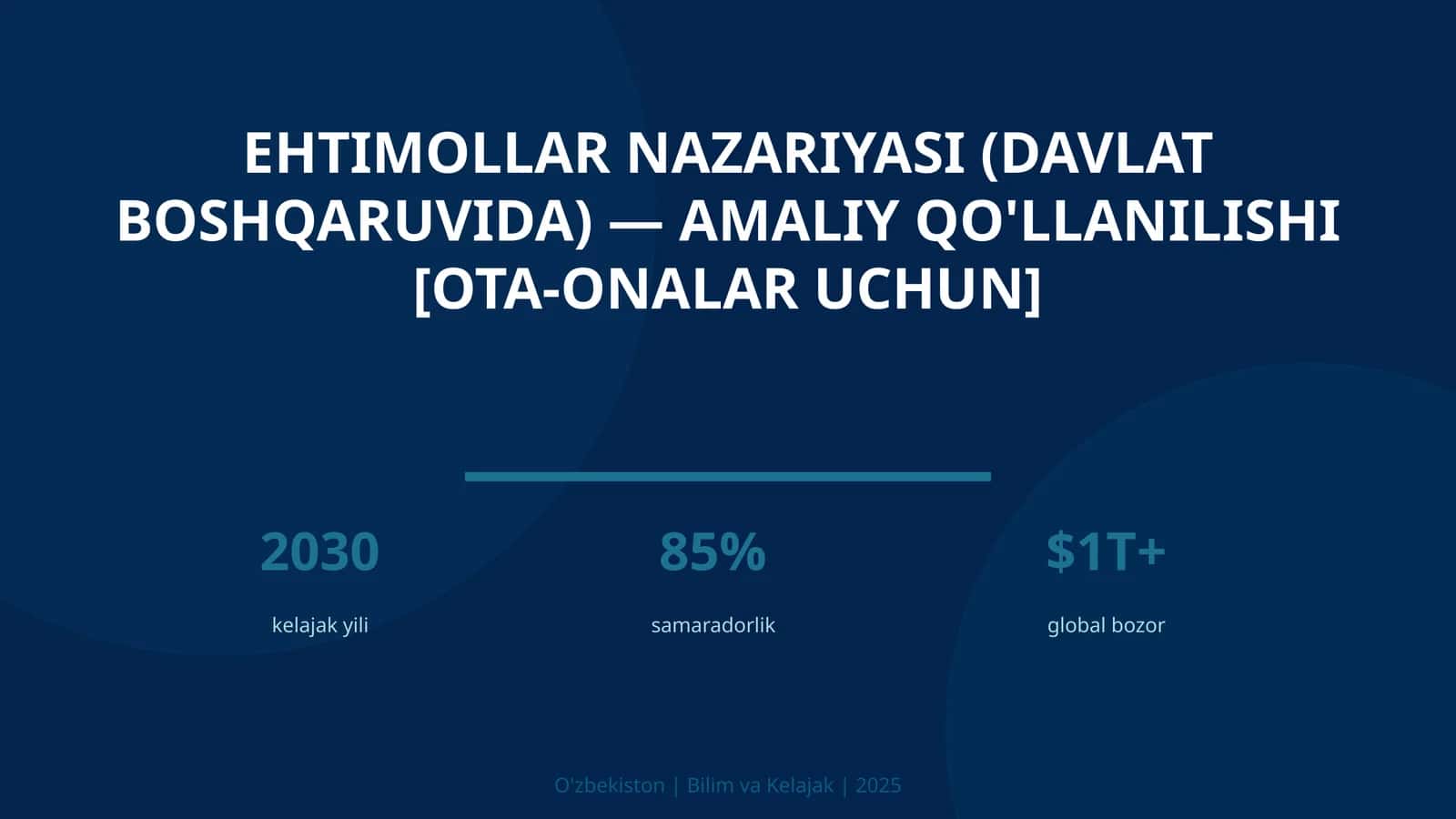 Ehtimollar nazariyasi (davlat boshqaruvida) — amaliy qo'llanilishi [ota-onalar uchun] 1