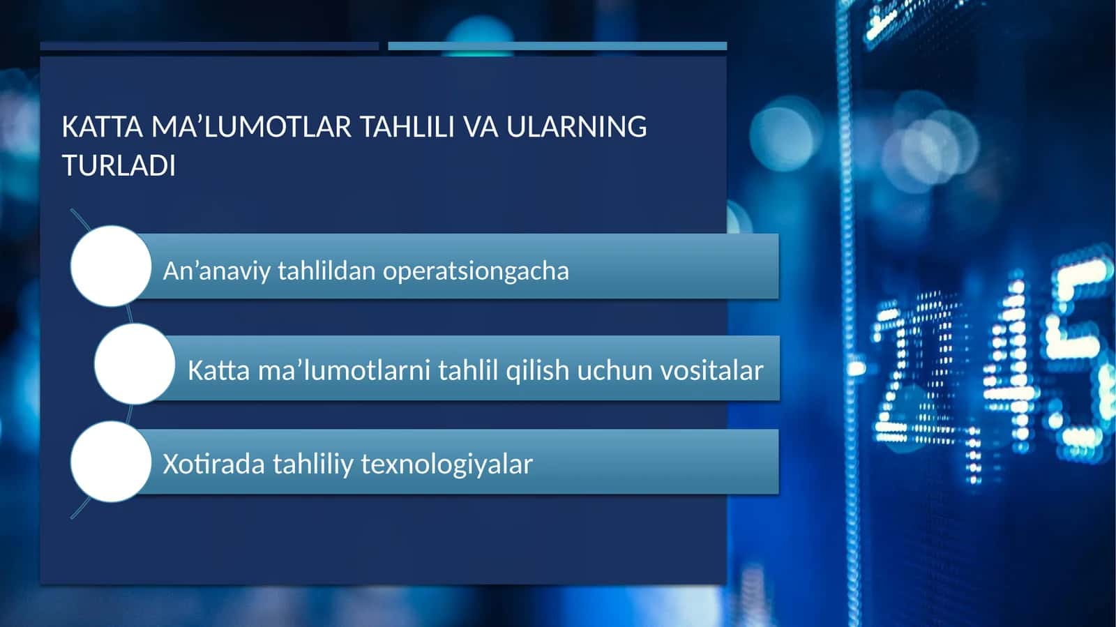 Katta ma’lumotlar tahlili va ularning turladi 1