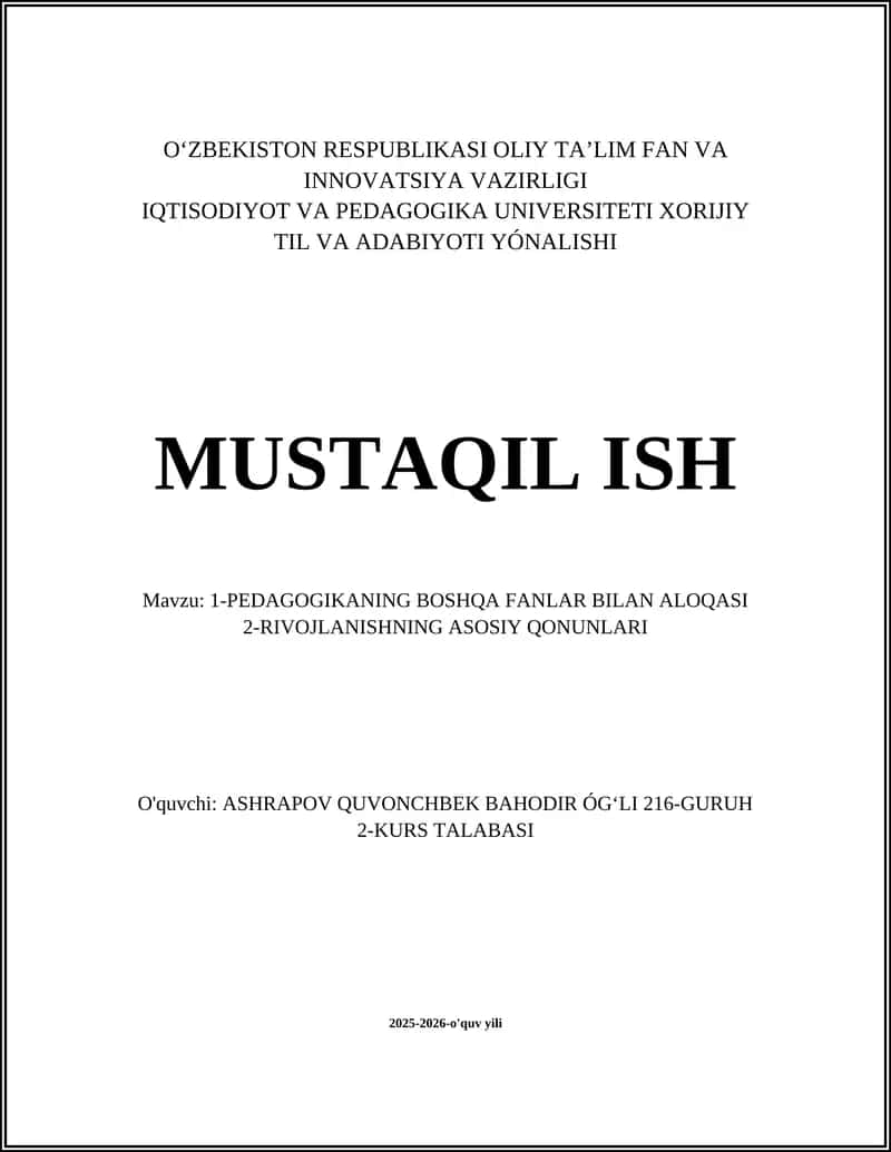 Pedagogikaning psixologiya bilan aloqasi 1