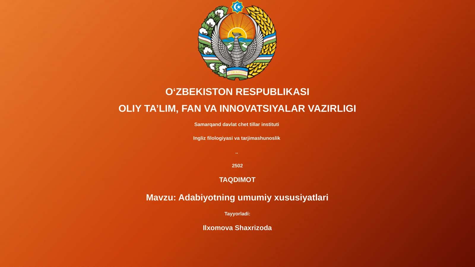 Adabiyotning umumiy xususiyatlari 1