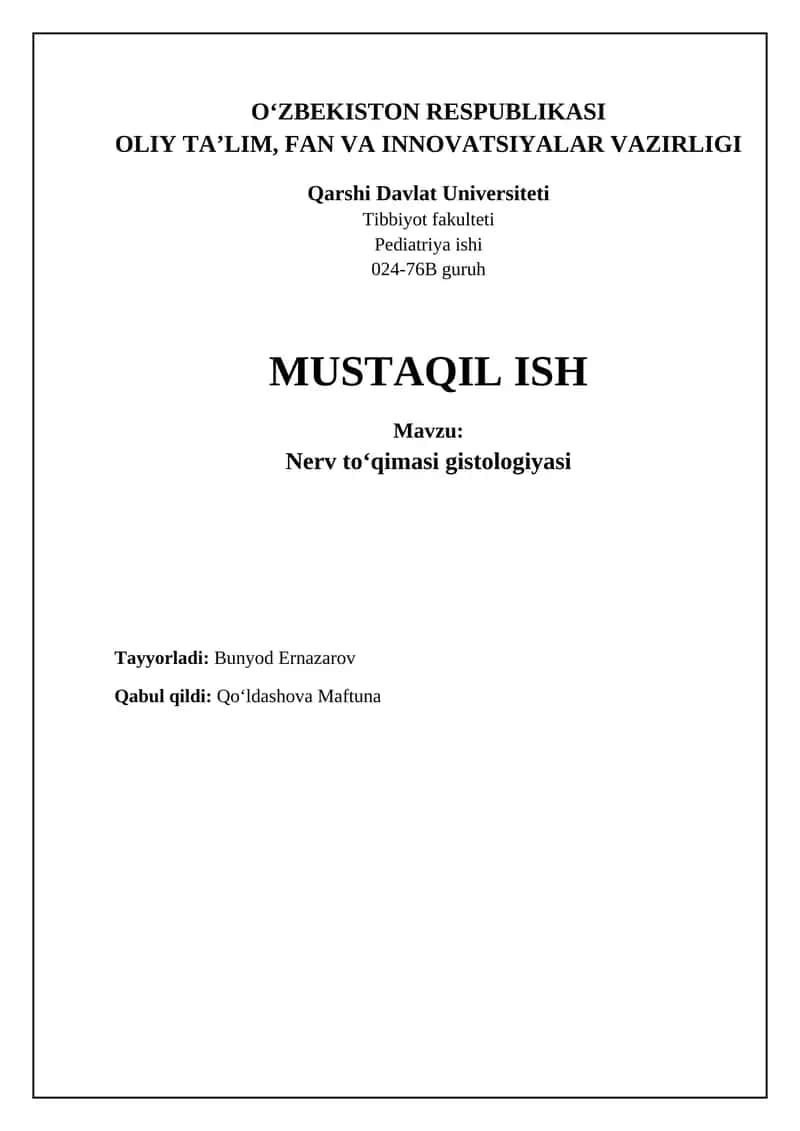 Nerv toʻqimasi gistologiyasi 1