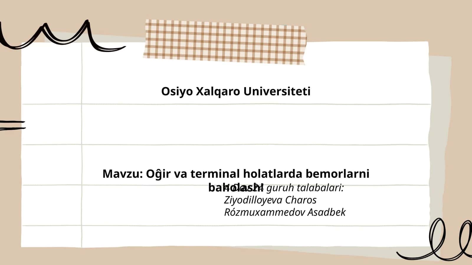 Og'ir va terminal holatlarda bemorlarni baholash 1