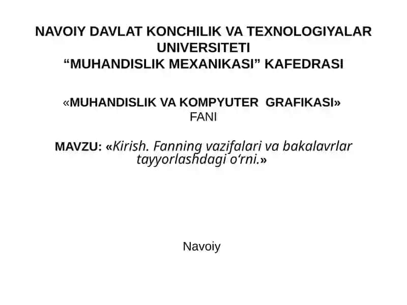 MUHANDISLIKVA KOMPYUTERGRAFIKASI 1