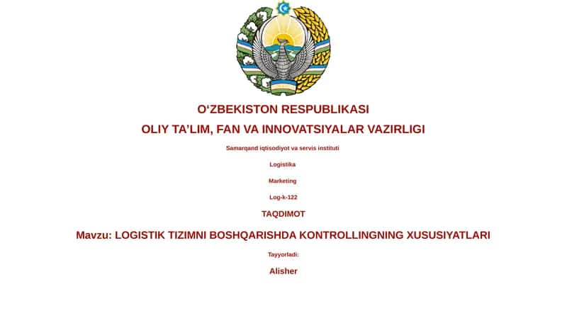 LOGISTIK TIZIMNI BOSHQARISHDA KONTROLLINGNING XUSUSIYATLARI 1