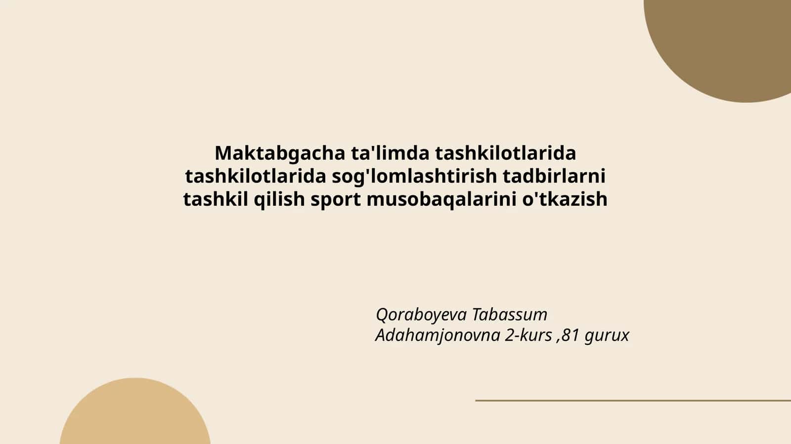 Maktabgacha ta'limda tashkilotlarida tashkilotlarida sog'lomlashtirish tadbirlarni tashkil qilish sport musobaqalarini o'tkazish 1