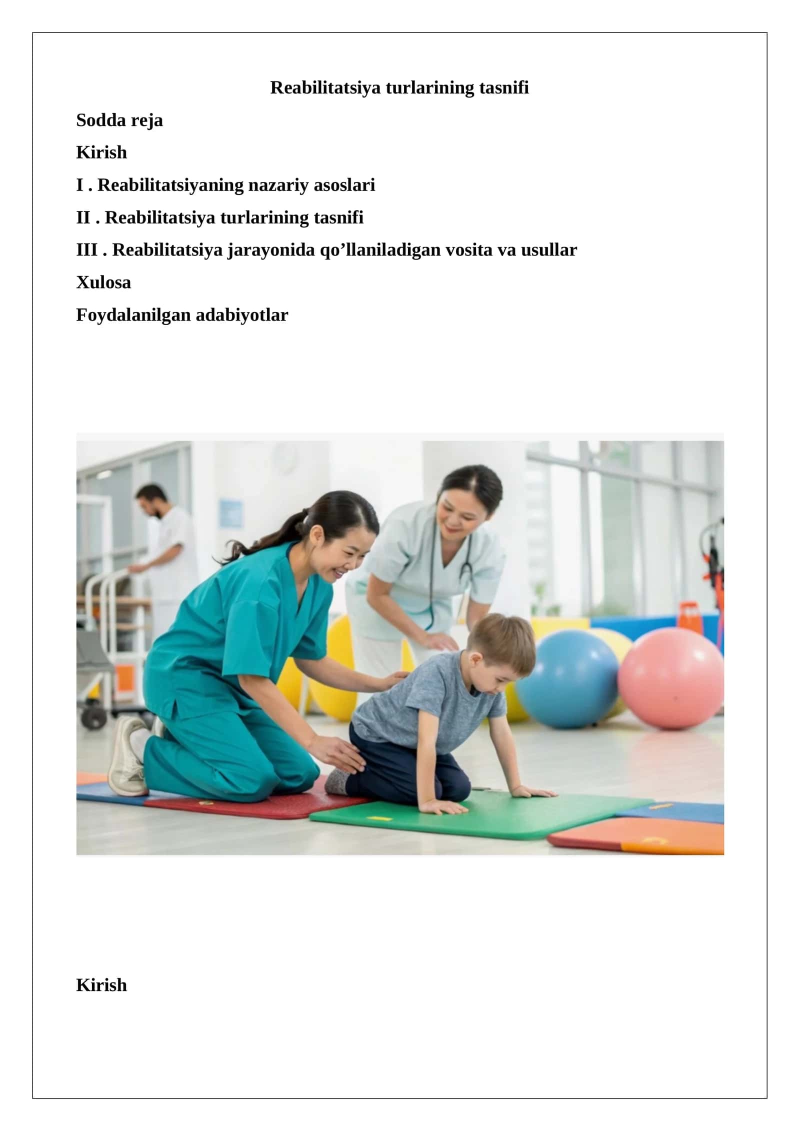 Reabilitatsiya turlarining tasnifi 1
