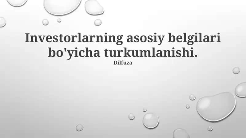 Investorlarning Asosiy Belgilari 1