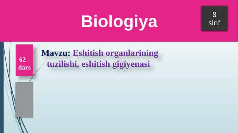 Eshitish organlarining tuzilishi 1