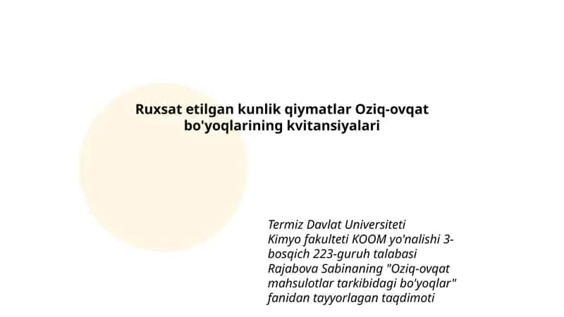 Oziq-ovqat bo'yoqlarining kvitansiyalari 1