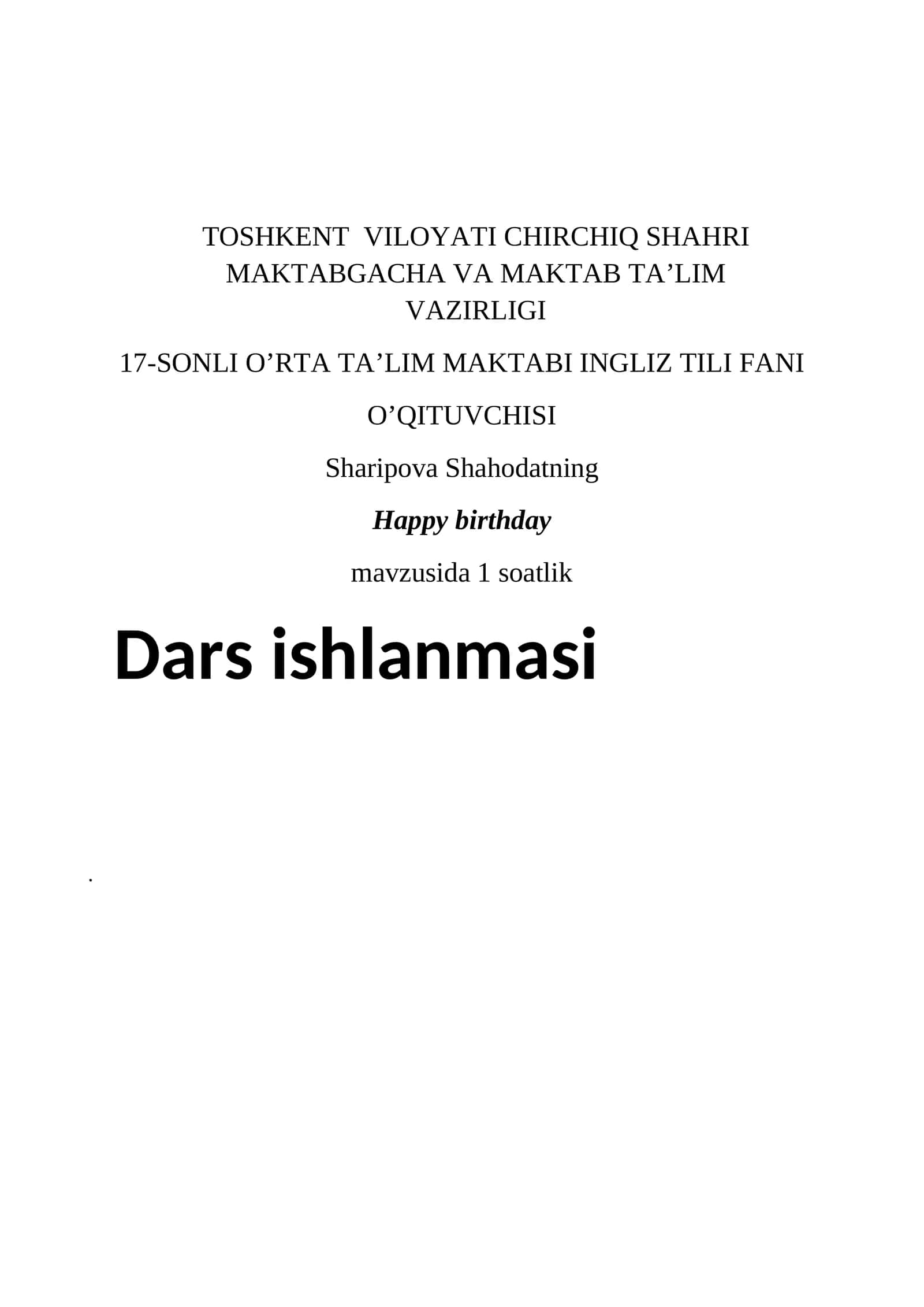 Happy birthday Dars ishlanmasi 1