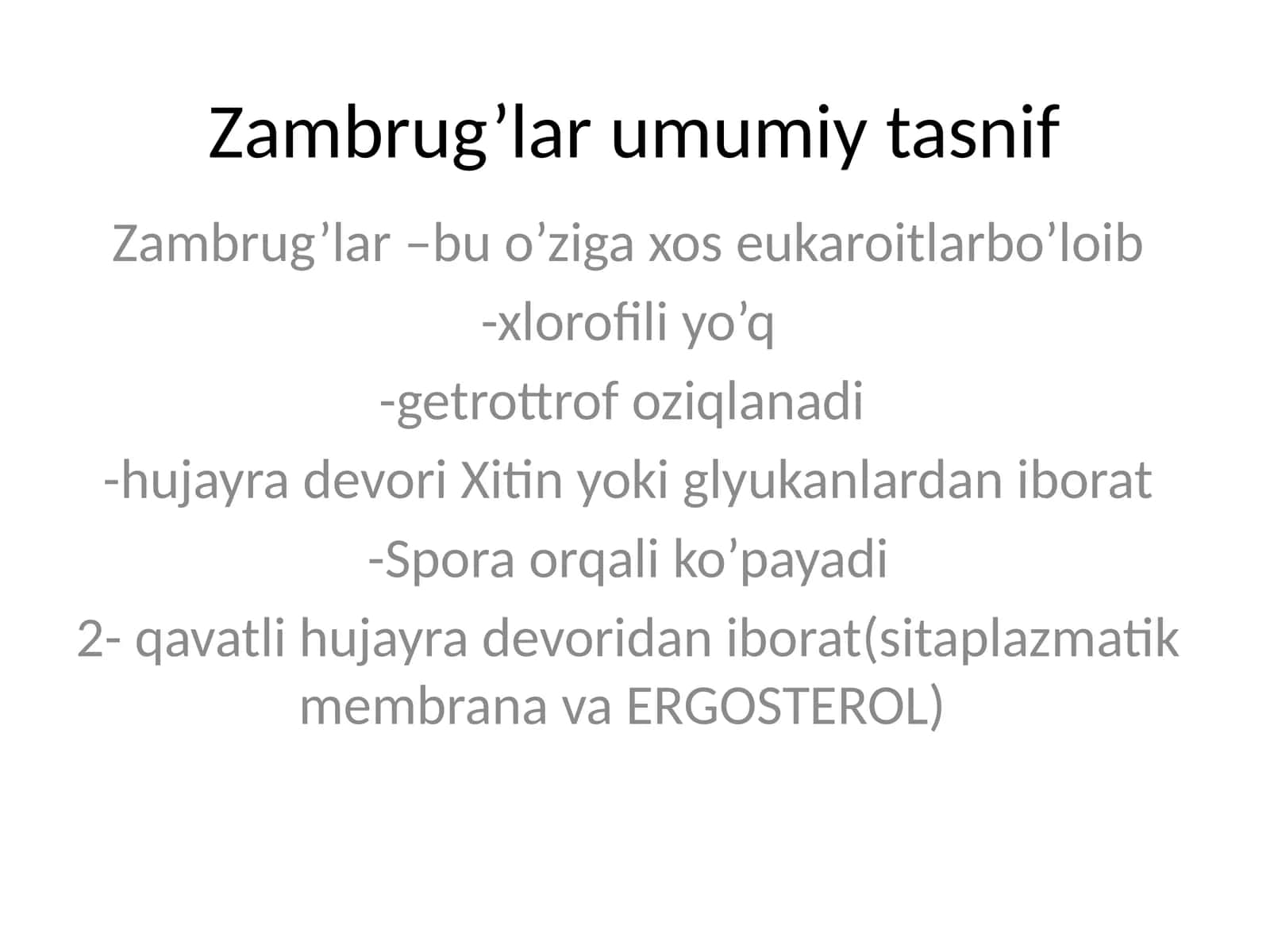 Zambrug’lar umumiy tasnif 1