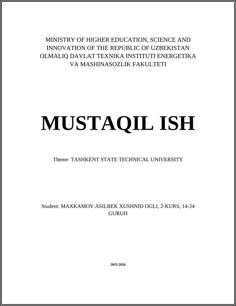 Tashkent State Technical University History 1