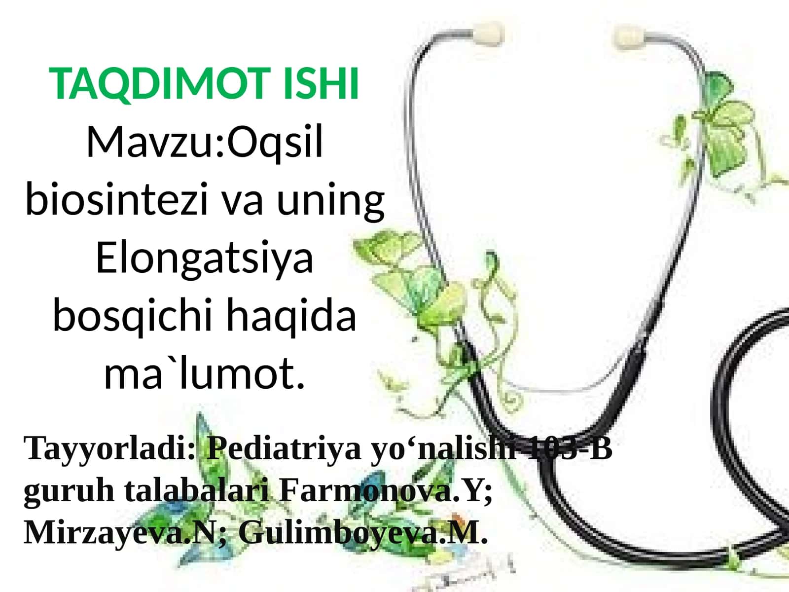 Oqsilbiosintezi va uning Elongatsiya bosqichi haqida ma`lumot 1