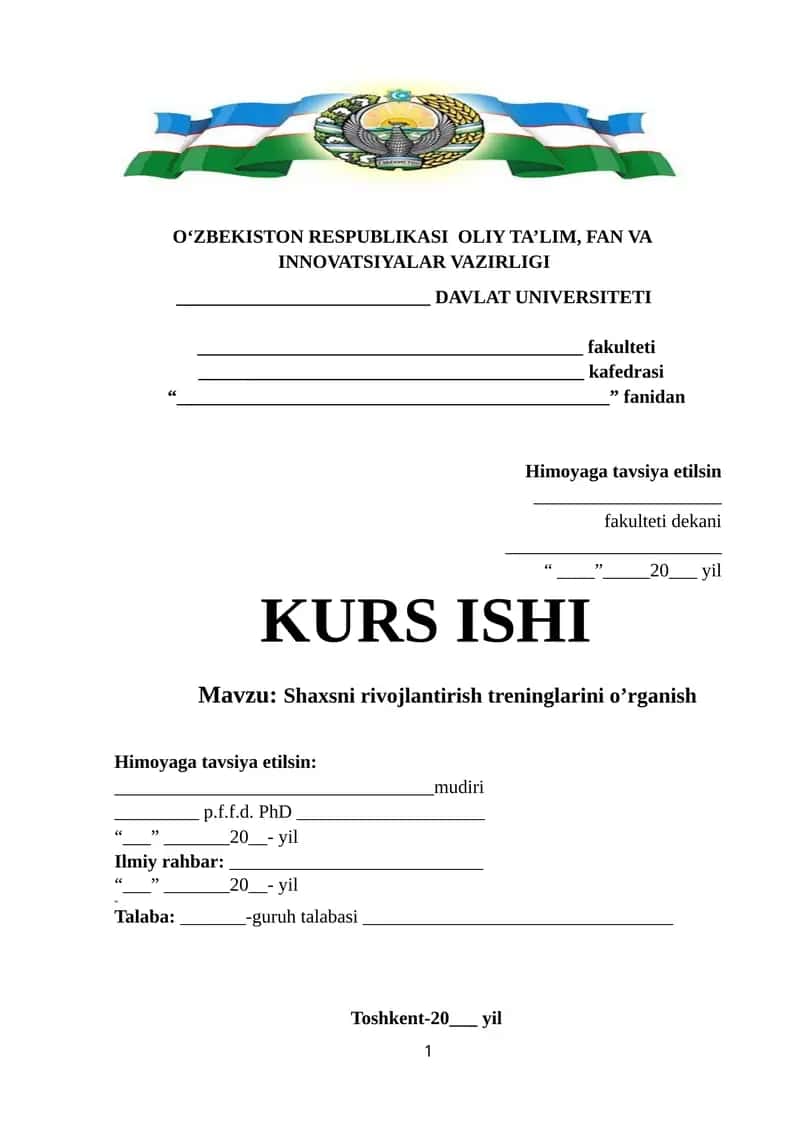 Shaxsni rivojlantirish treninglarini o’rganish 1
