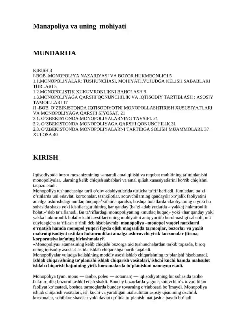 Manapoliya va uning mohiyati