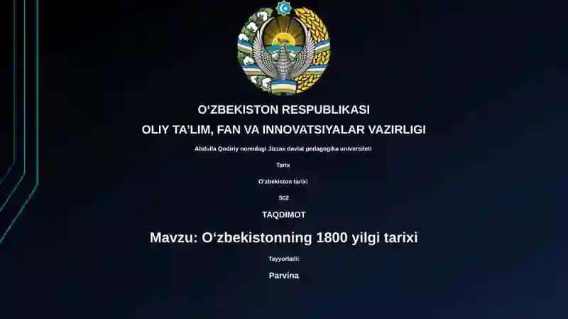 Oʻzbekistonning 1800 yilgi tarixi