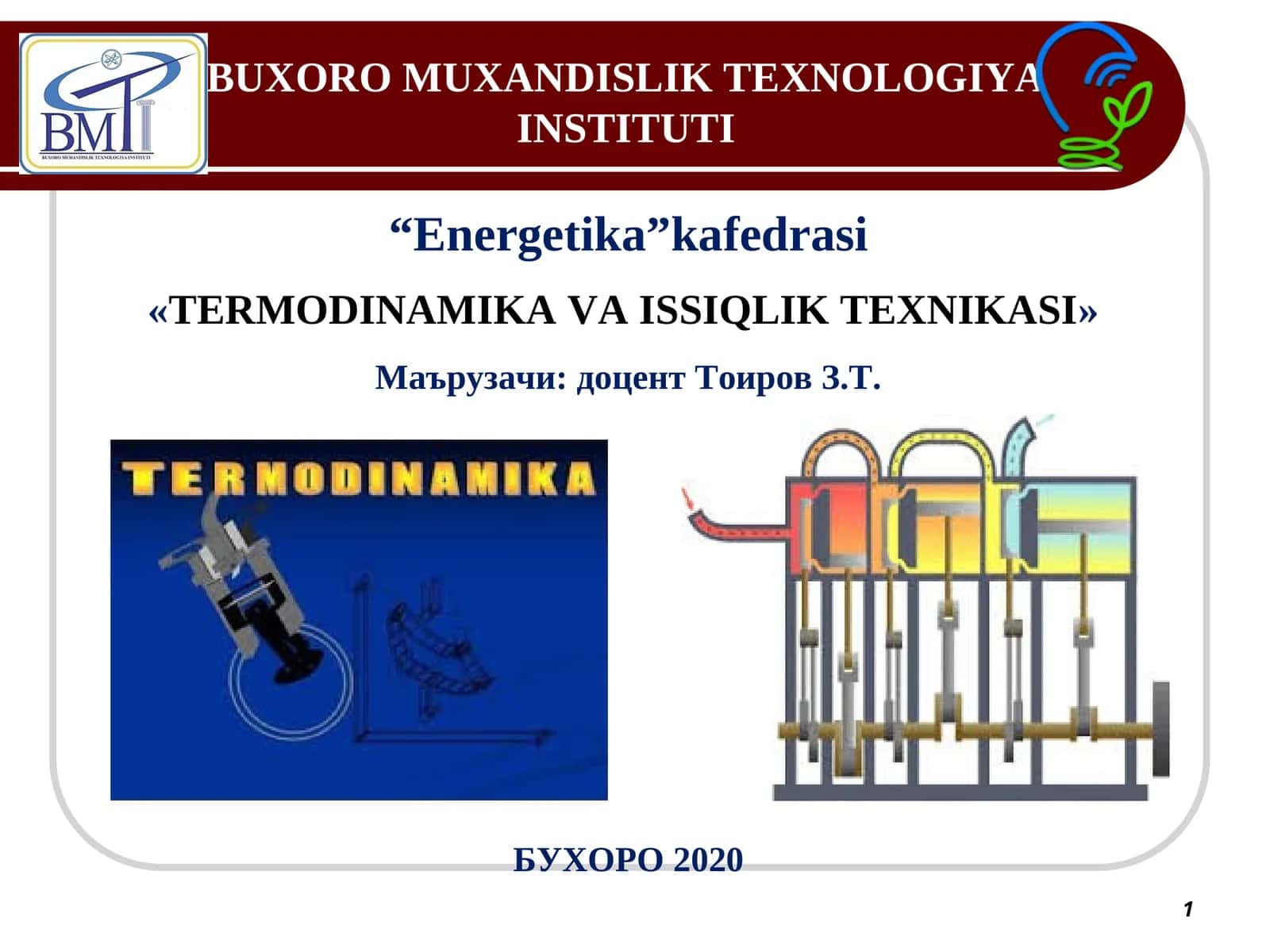 Termodinamika va Issiqlik Texnikasi 1