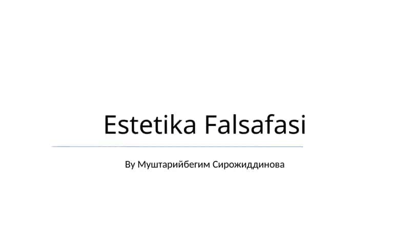 Estetika Falsafasi 1