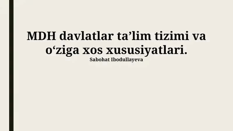 MDH Davlatlar Ta'lim Tizimi va O'ziga Xos Xususiyatlari 1